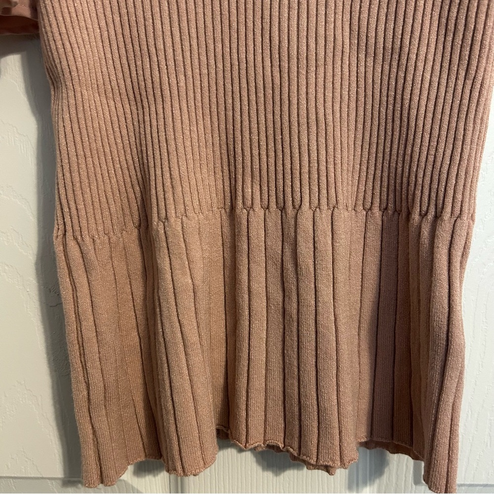 NWT Versona Ontwelfth Pink Ribbed Puff Cinched Sleeves Classy Blouse - Picture 3 of 10